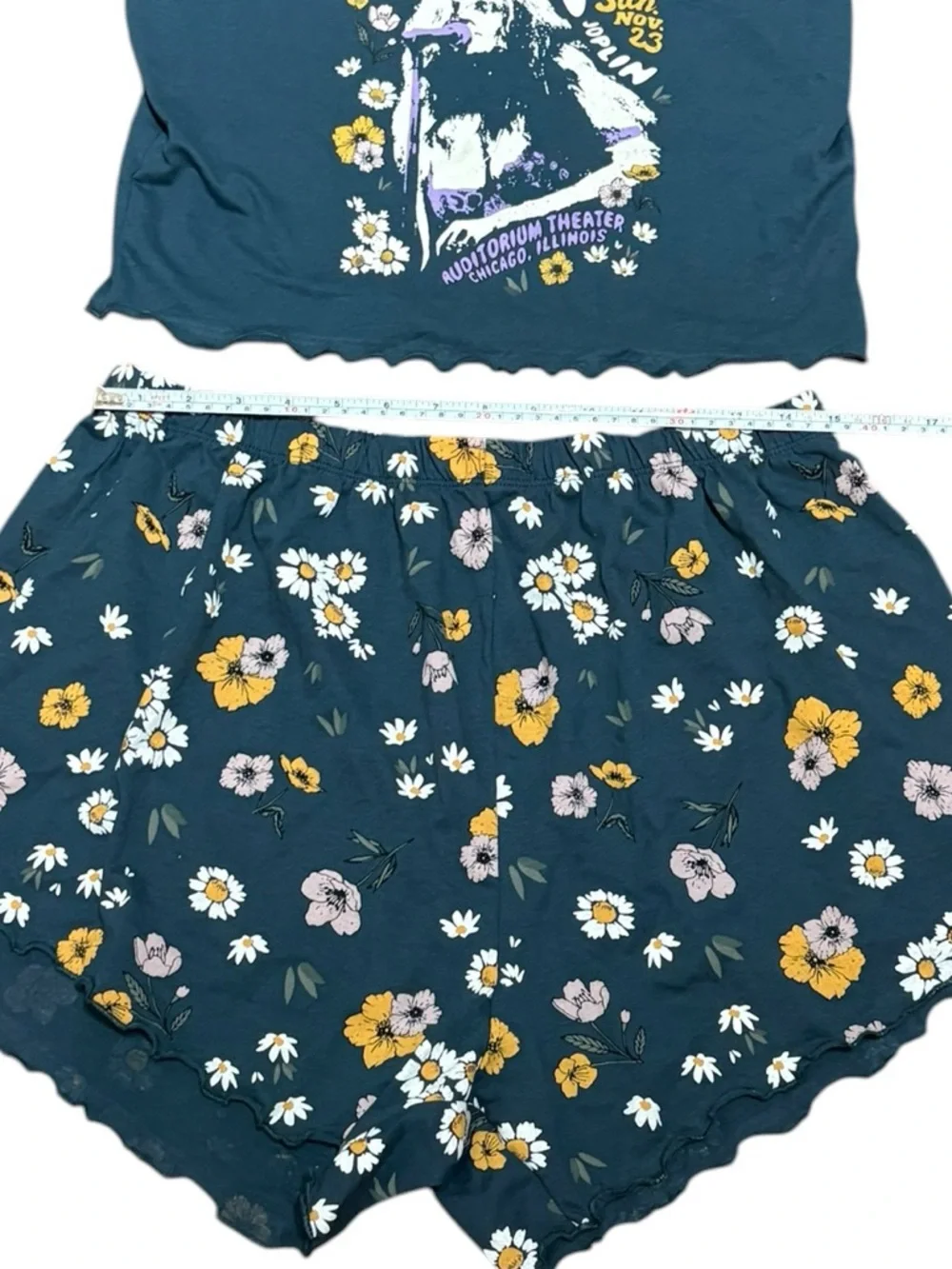 Janis Joplin Navy Floral Two-Piece Sleep Set - Daisy Print, M/L